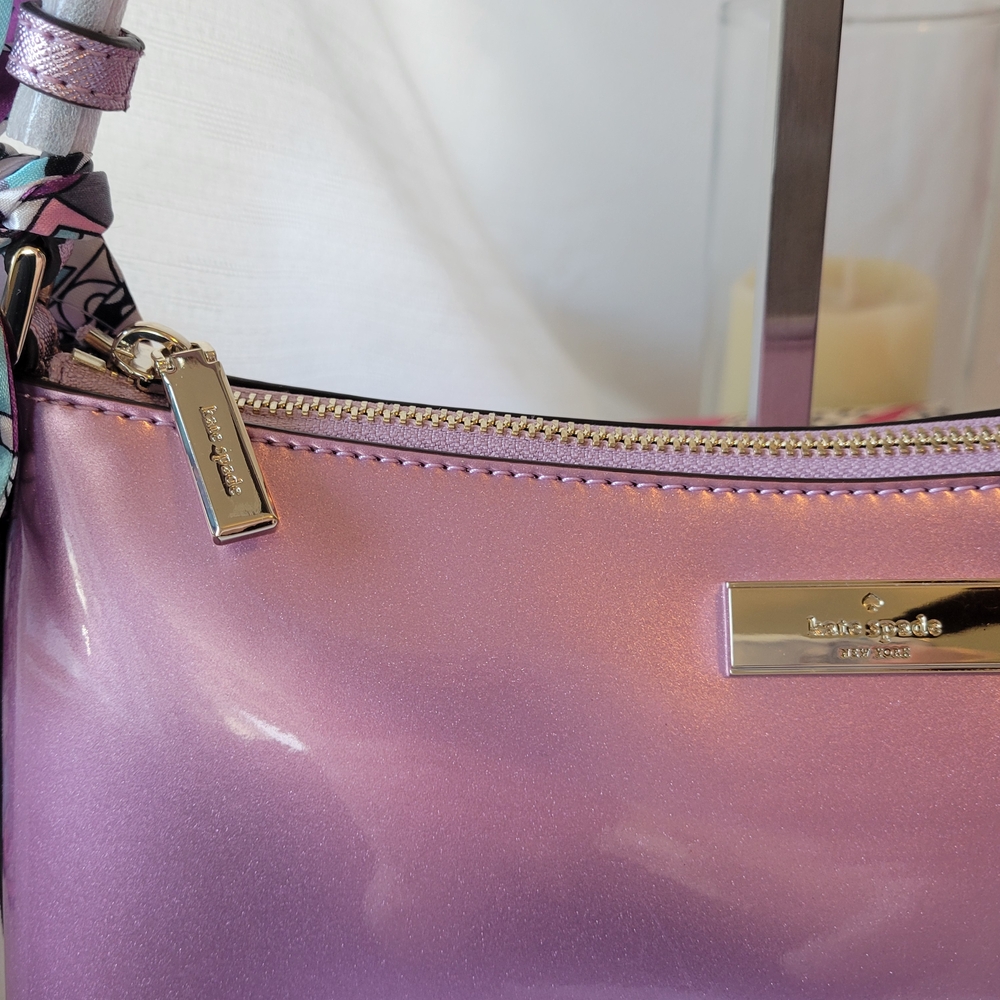 Kate Spade Kenzie Purple Metallic Shoulder Bag & Card Holder - Picture 4 of 9